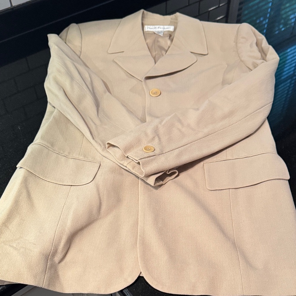 Beige Blazer with Button Details